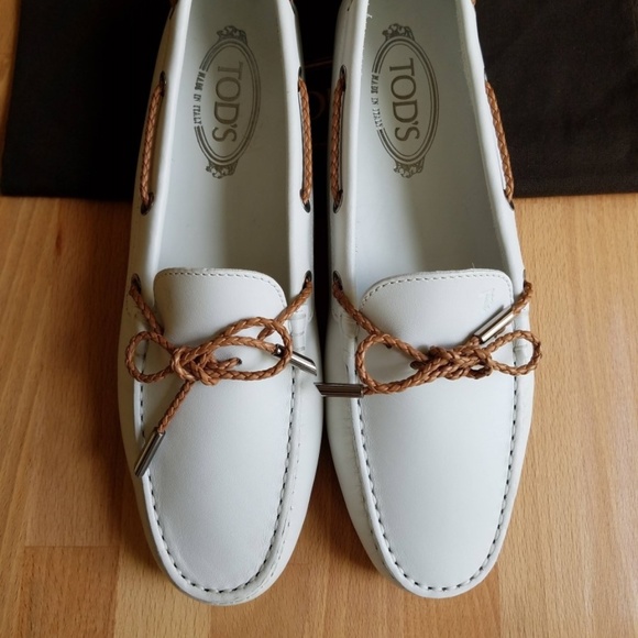 Tod's New Gommino Driving Shoes Loafer White 39.5 - Picture 2 of 8
